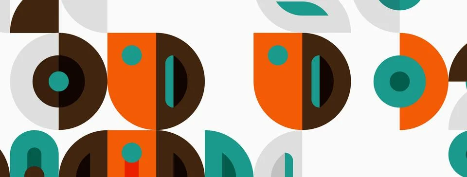 Abstract geometric pattern. Shapes overlap, creating midcentury modern aest.. Illustrazione stock