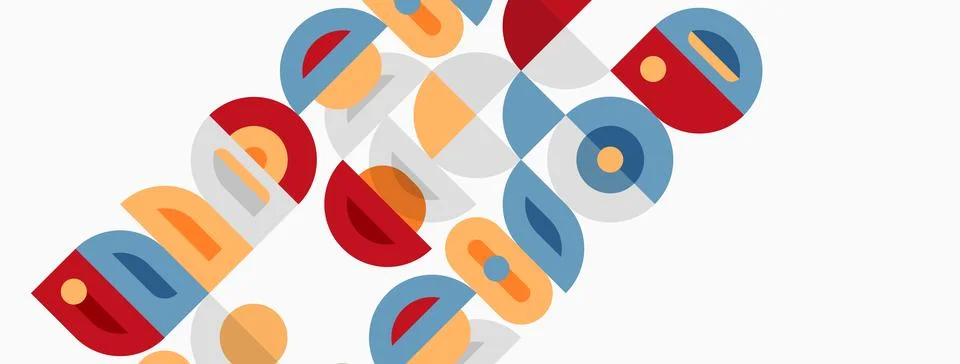 Abstract geometric pattern. Shapes overlap, creating colorful design. Minim.. Stock Illustration