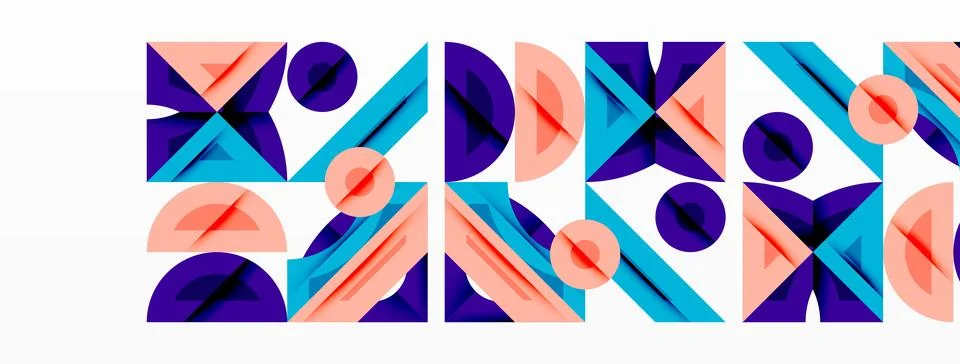 Abstract geometric pattern. Shapes repeat, creating colorful visual rhythm. Illustrazione stock