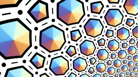 Abstract Geometric Pattern with Shimmering Hexagons and Pentagons on White 스톡 일러스트