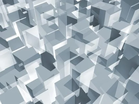 Abstract geometric pattern, shiny blue cubes 3d Stock Illustration