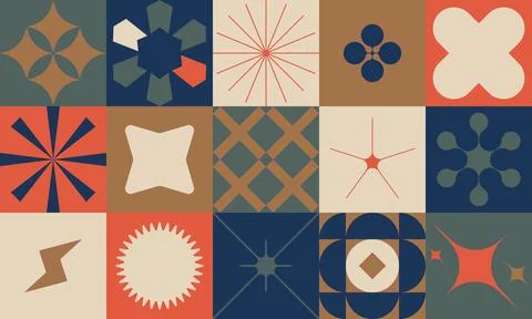 Abstract geometric pattern with silhouette basic figures, aesthetics of bru.. Stock Illustration