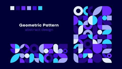 Abstract geometric pattern. Simple circle square shapes, modern swiss banner 스톡 일러스트
