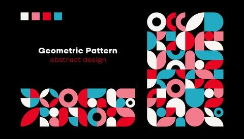 Abstract geometric pattern. Simple circle square shapes, modern minimal banner 스톡 일러스트
