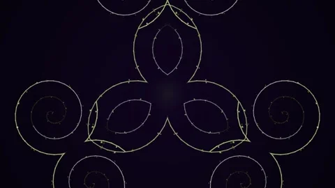 Abstract Geometric Pattern with Spirals and Floral Elements Stock Footage 332181962