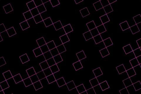 Abstract geometric pattern of squares and lines on black background Stock Illustration