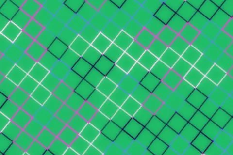 Abstract geometric pattern with squares and lines on green Stock Illustration