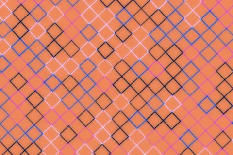 Abstract geometric pattern with squares and lines on pink background 库存插图