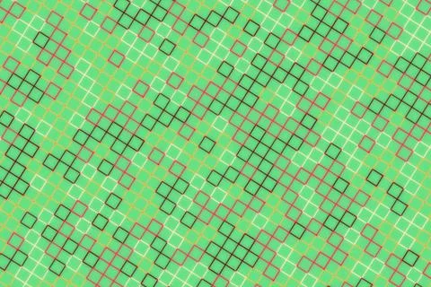 Abstract geometric pattern with squares and lines on green background Stock Photos