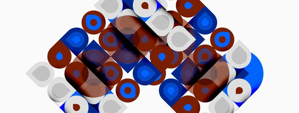 Abstract geometric pattern. Squares, circles overlap creating complex visual Illustrazione stock