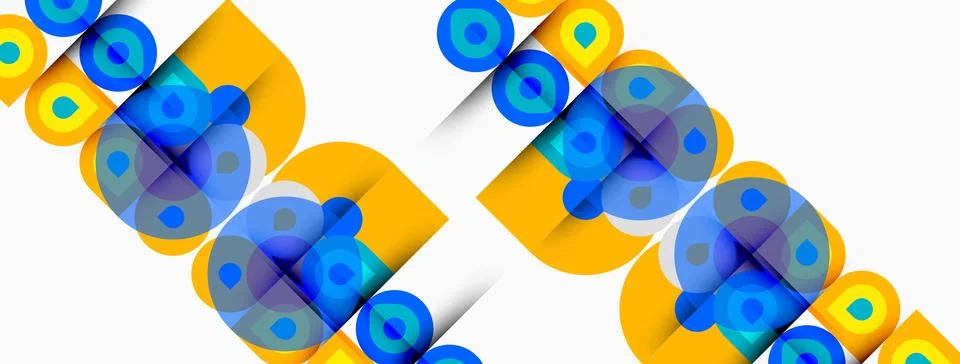 Abstract geometric pattern. Squares, circles overlap creating vibrant visual 스톡 일러스트