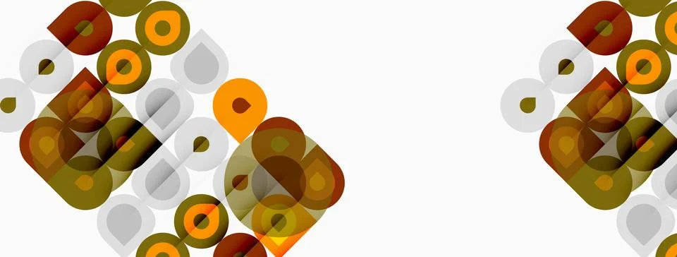 Abstract geometric pattern. Squares, circles overlap creating retro aesthetic 스톡 일러스트