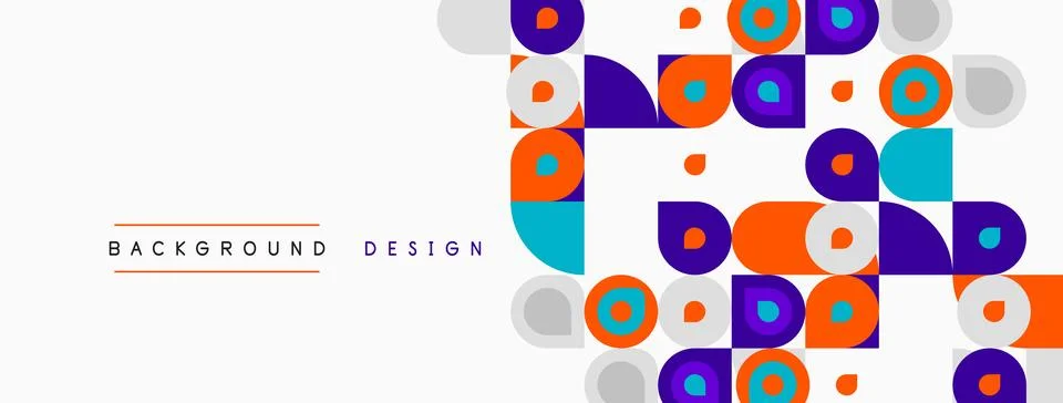 Abstract geometric pattern. Squares, circles, vibrant colors create modern Stock Illustration