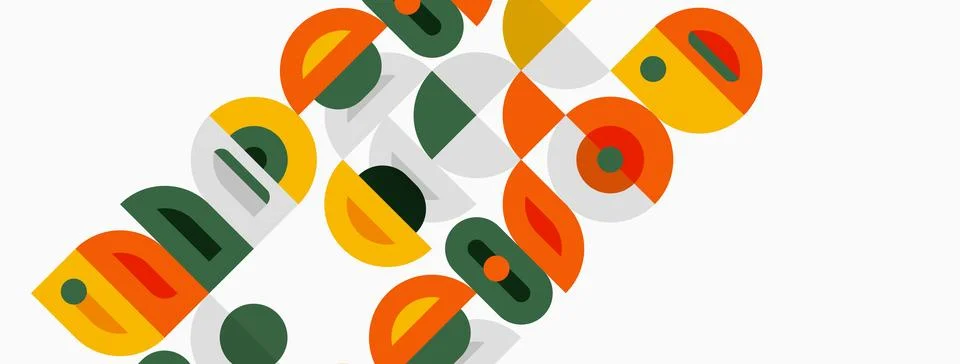 Abstract geometric pattern. Squares, circles, curves create playful design... 스톡 일러스트