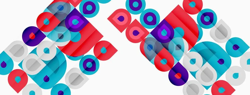Abstract geometric pattern. Squares, circles overlap creating vibrant visual 스톡 일러스트