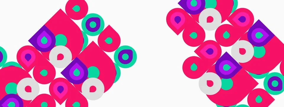 Abstract geometric pattern. Squares, circles, overlapping shapes create vibra Illustrazione stock