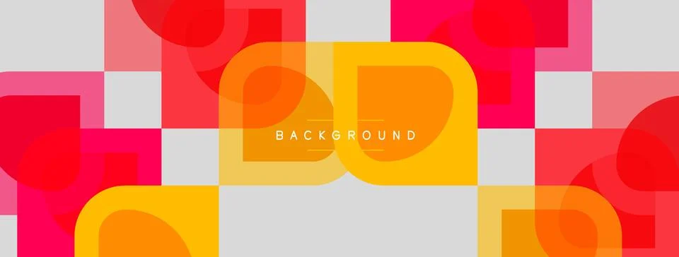 Abstract geometric pattern. Squares, circles overlap creating vibrant colorfu Stock Illustration