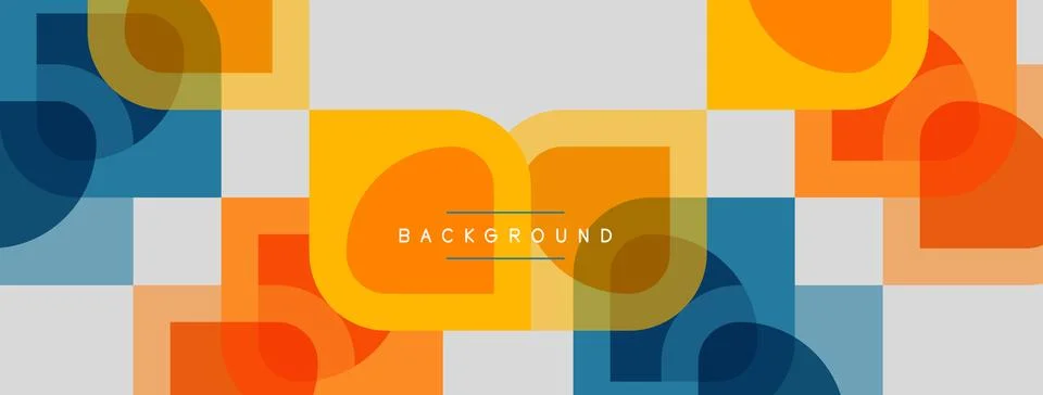 Abstract geometric pattern. Squares, circles overlap creating modern design. Stock Illustration
