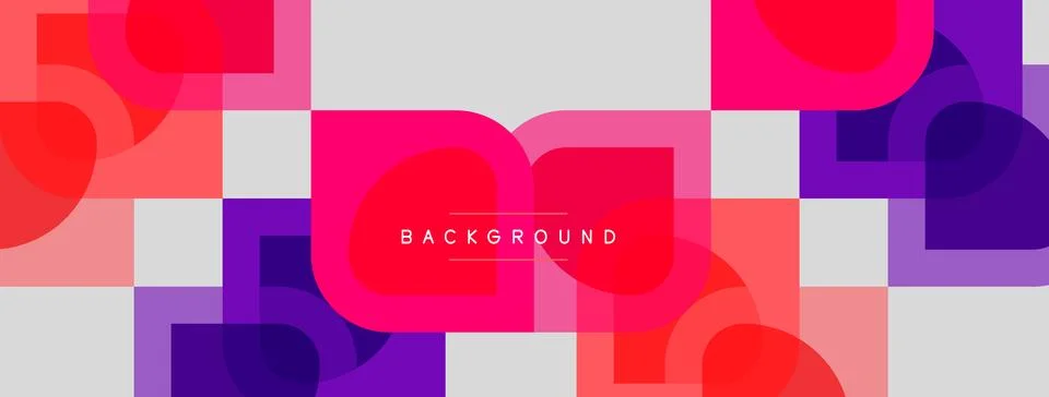 Abstract geometric pattern. Squares, circles overlap creating vibrant colorfu 스톡 일러스트