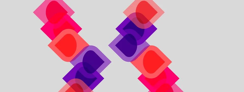 Abstract geometric pattern. Squares overlap, creating vibrant pink, purple hu Stockillustratie