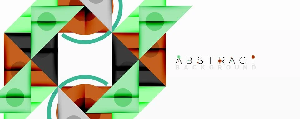 Abstract geometric pattern. Squares, triangles, circles overlap creating modern Stock Illustration