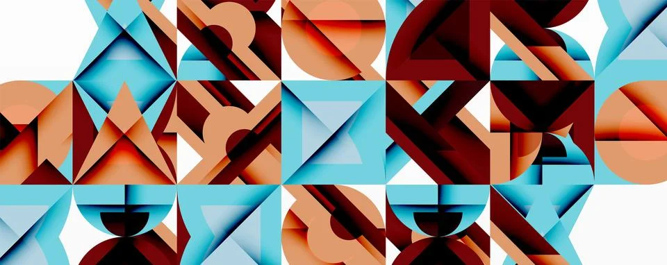 Abstract geometric pattern. Squares, triangles, rectangles create complex visual 库存插图