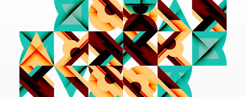 Abstract geometric pattern. Squares, triangles create complex visual texture. Stock Illustration