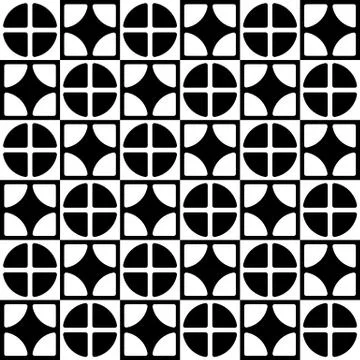 Abstract geometric pattern with staggered lines of segmented circles, squares 스톡 일러스트