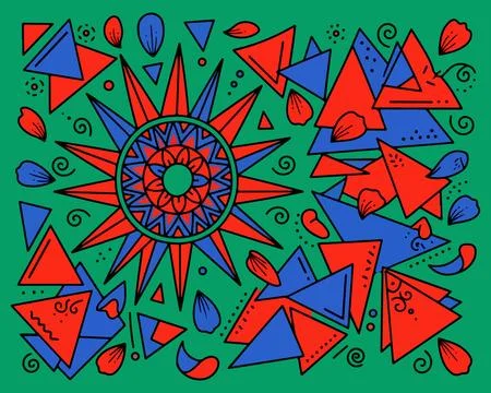 Abstract Geometric Pattern with Star and Triangles Stock Illustration