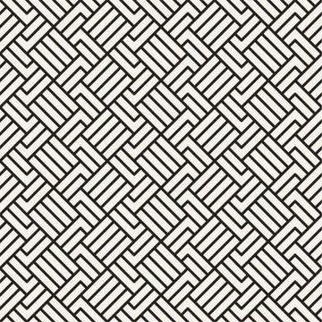 Abstract geometric pattern with stripes. Vector seamless background. Black and Illustrazione stock