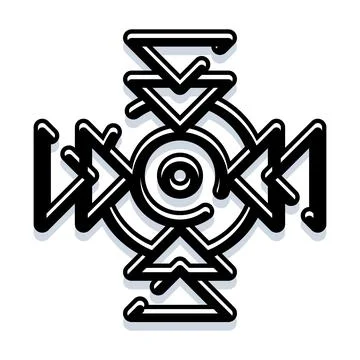 Abstract geometric pattern symbol black and white illustration Stock Illustration