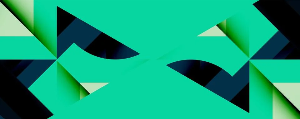 Abstract geometric pattern. Teal, dark blue, pale green shapes create repeating Stock Illustration