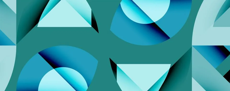 Abstract geometric pattern. Teal, turquoise shades create layered shapes. Modern Illustrazione stock