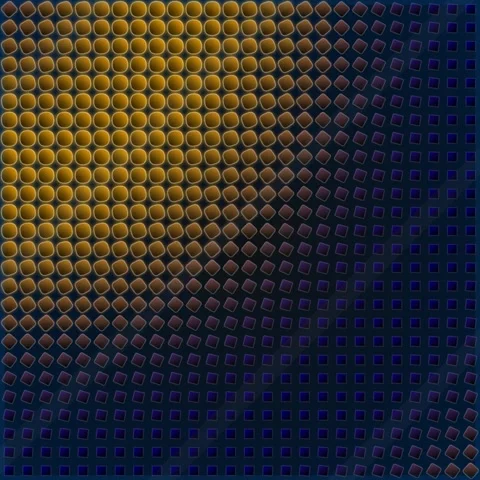 Abstract Geometric Pattern Transition: Cubes to Circles, Dark Blue to Golde.. Stock Footage 347266367