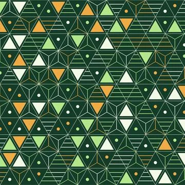 Abstract geometric pattern with triangles and circuit lines illustration Stock Illustration
