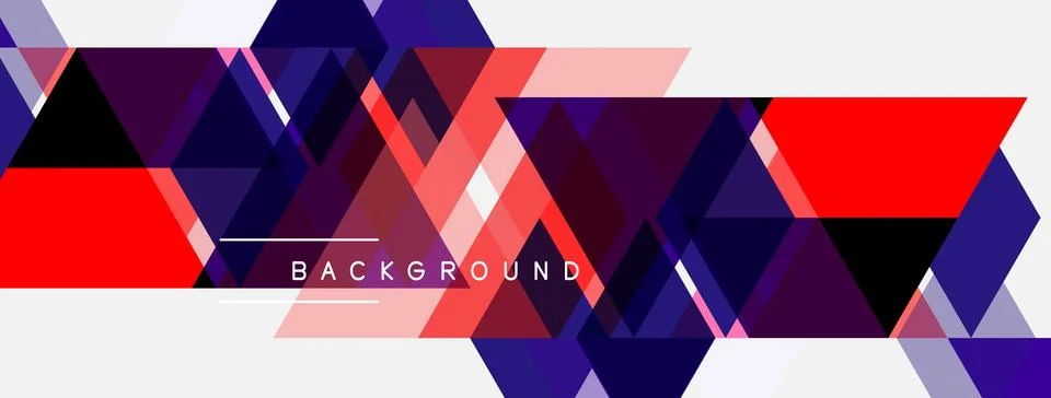 Abstract geometric pattern. Triangles dominate design, using red, purple, whi 스톡 일러스트