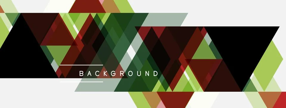 Abstract geometric pattern. Triangles dominate design, using green, red, blac Stock Illustration