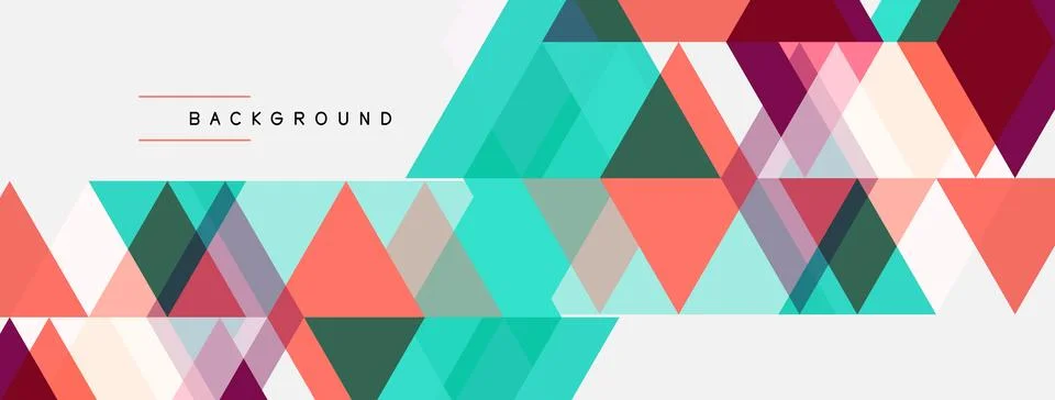 Abstract geometric pattern. Triangles overlap, creating vibrant color blocks. Stock Illustration