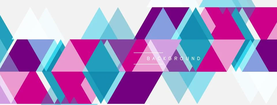 Abstract geometric pattern. Triangles overlap, creating vibrant pinks, blues, 스톡 일러스트