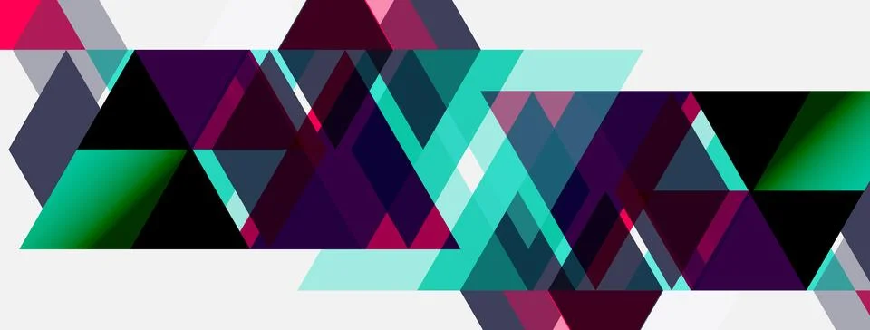 Abstract geometric pattern. Triangles overlap, creating vibrant color blocks. Illustrazione stock