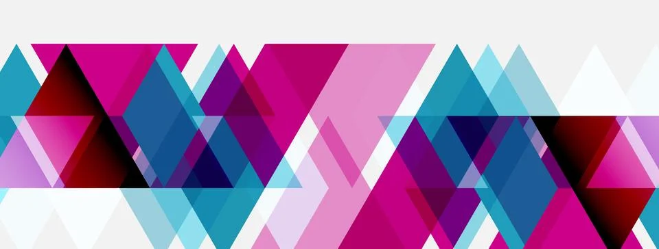 Abstract geometric pattern. Triangles overlap, creating vibrant pink, blue .. イラスト素材