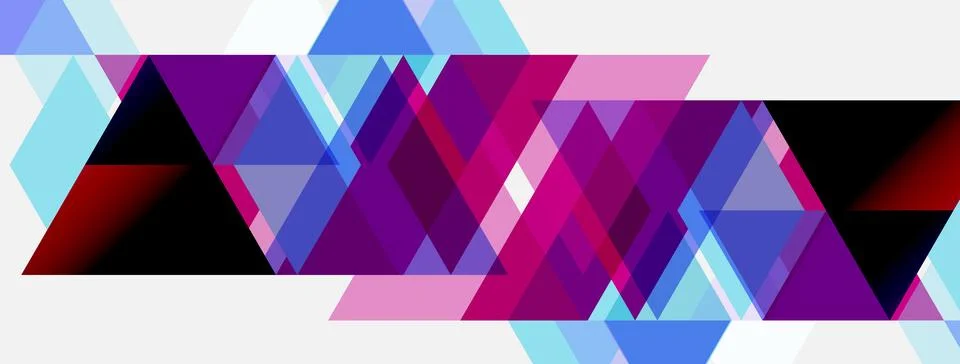 Abstract geometric pattern. Triangles overlap, creating vibrant color blocks. Stock Illustration