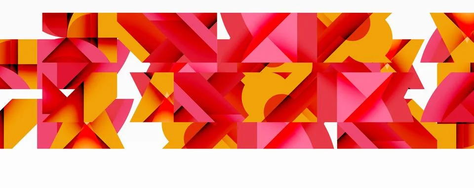Abstract geometric pattern. Triangles, vibrant colors, orange, pink, red create Stock Illustration