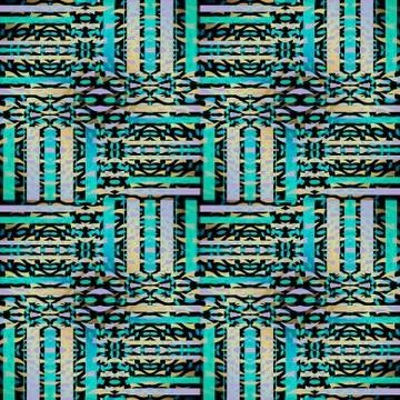 Abstract geometric pattern turquoise blue purple beige black Stock Illustration