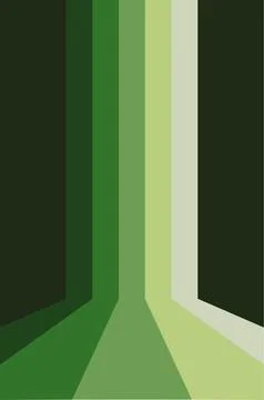 Abstract geometric pattern with varying shades of green stripes and perspective 스톡 일러스트