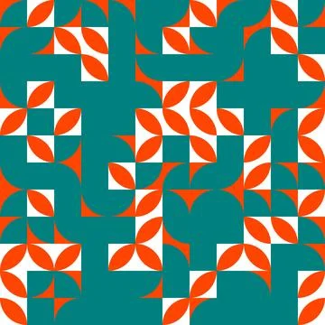 Abstract Geometric Pattern Vector Design with Orange and Teal Retro Shapes .. Stock Illustration