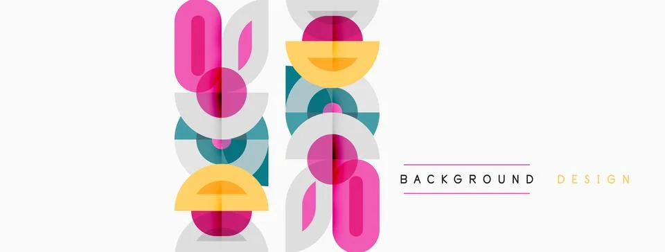 Abstract geometric pattern. Vertical arrangement, pink, purple, teal colors. Stock Illustration