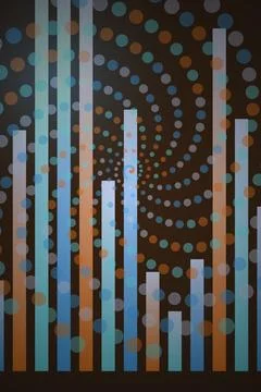 Abstract Geometric Pattern with Vertical Bars and Circles Stock Illustration
