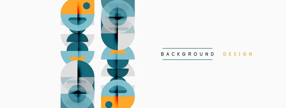 Abstract geometric pattern. Vertical stacked shapes, blue, gray, orange tones Stock Illustration