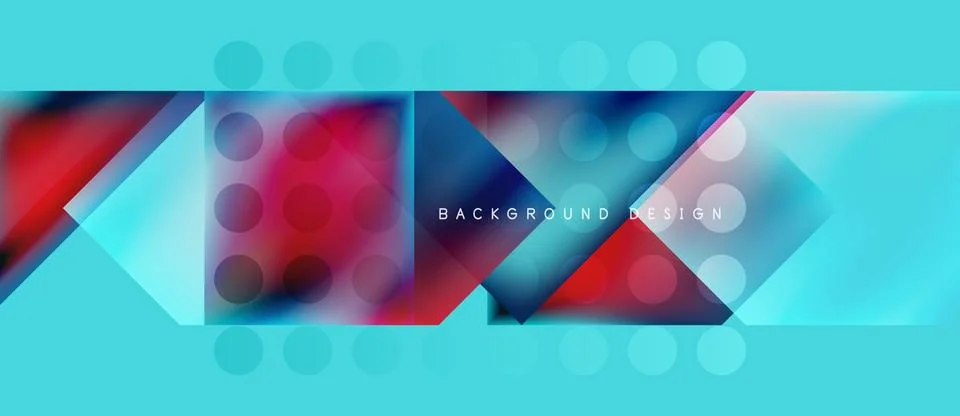 Abstract geometric pattern. Vibrant blue, red, purple hues create dynamic Stock Illustration